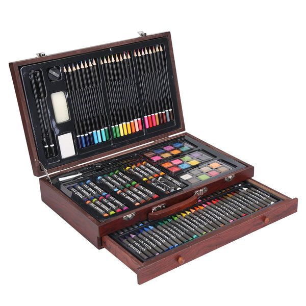 Professional Art Kit Wooden Box Colored Drawing Supplies