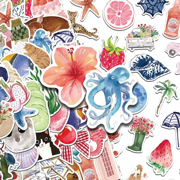 Watercolor Aesthetic Stickers DIY Scrapbook Laptop Phone Decals